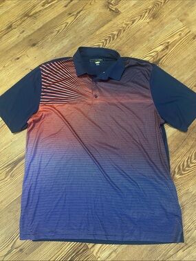Greg Norman Collection Men's Gradient Polo in Navy & Red-Orange Fade